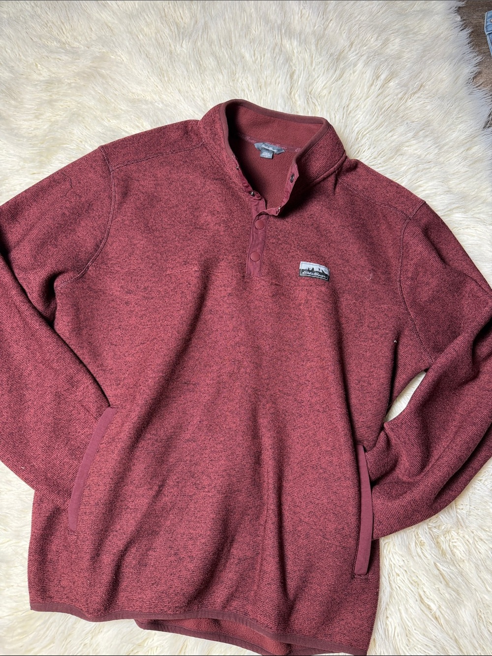 Eddie Bauer Men's Button-Up Sweater Jacket - Burgundy